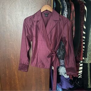 The Limited Deep Burgundy Silk wrap Blouse